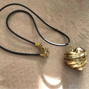 Distressed Art Glass Heart Pendant